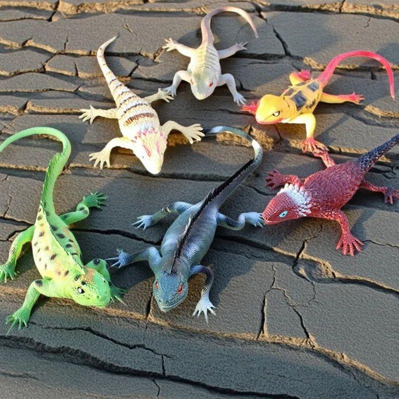 1PCS Soft Rubber Lizard Toy Realistic Squeak Simulation Reptile Sensory Play Prank Prop Cognitive Learning Desktop Decoration