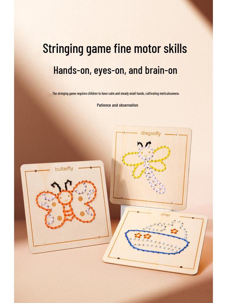 Children's Embroidery and Threading Wooden Toy - DIY Educational Set for Kindergarten