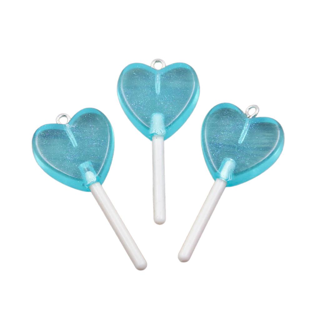 3 Pieces Unique Star Heart Circle Lollipop Pendant With Sturdy Resin Materials Coating for Everyday Casual Wear