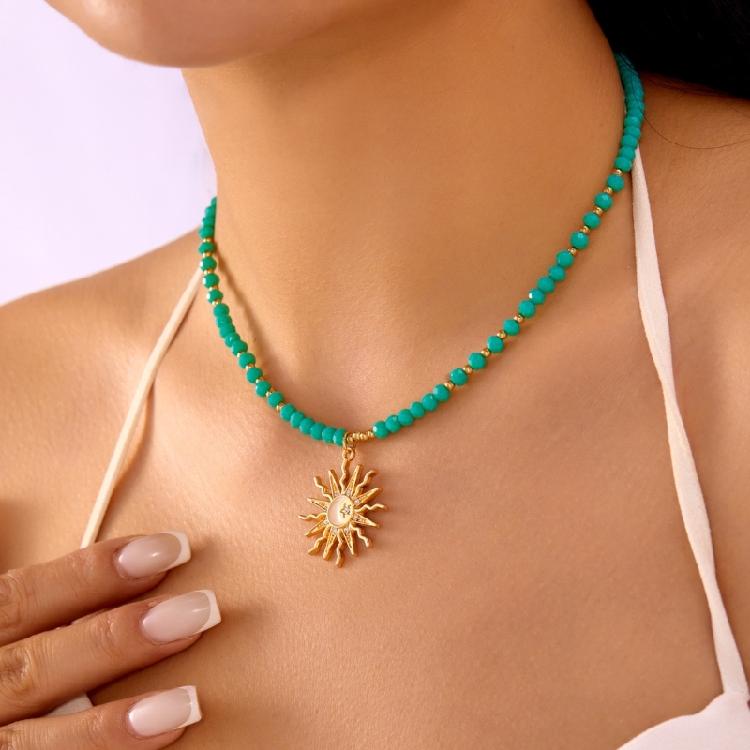 Fashionable Layering Bohemian Necklace For Women Stylish Crystal Bead Drop Pendant Jewelry With Adjustable Clasp