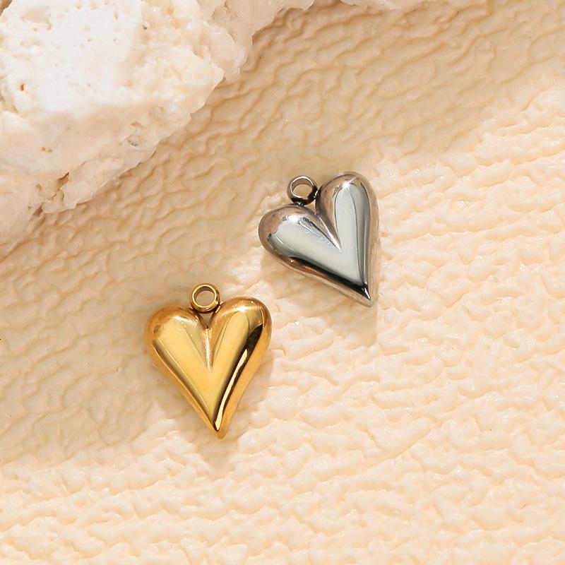 Doppelseitiger 3D-Herz-Halskettenanhänger, Edelstahl Pfirsichherz Schmuckzubehör