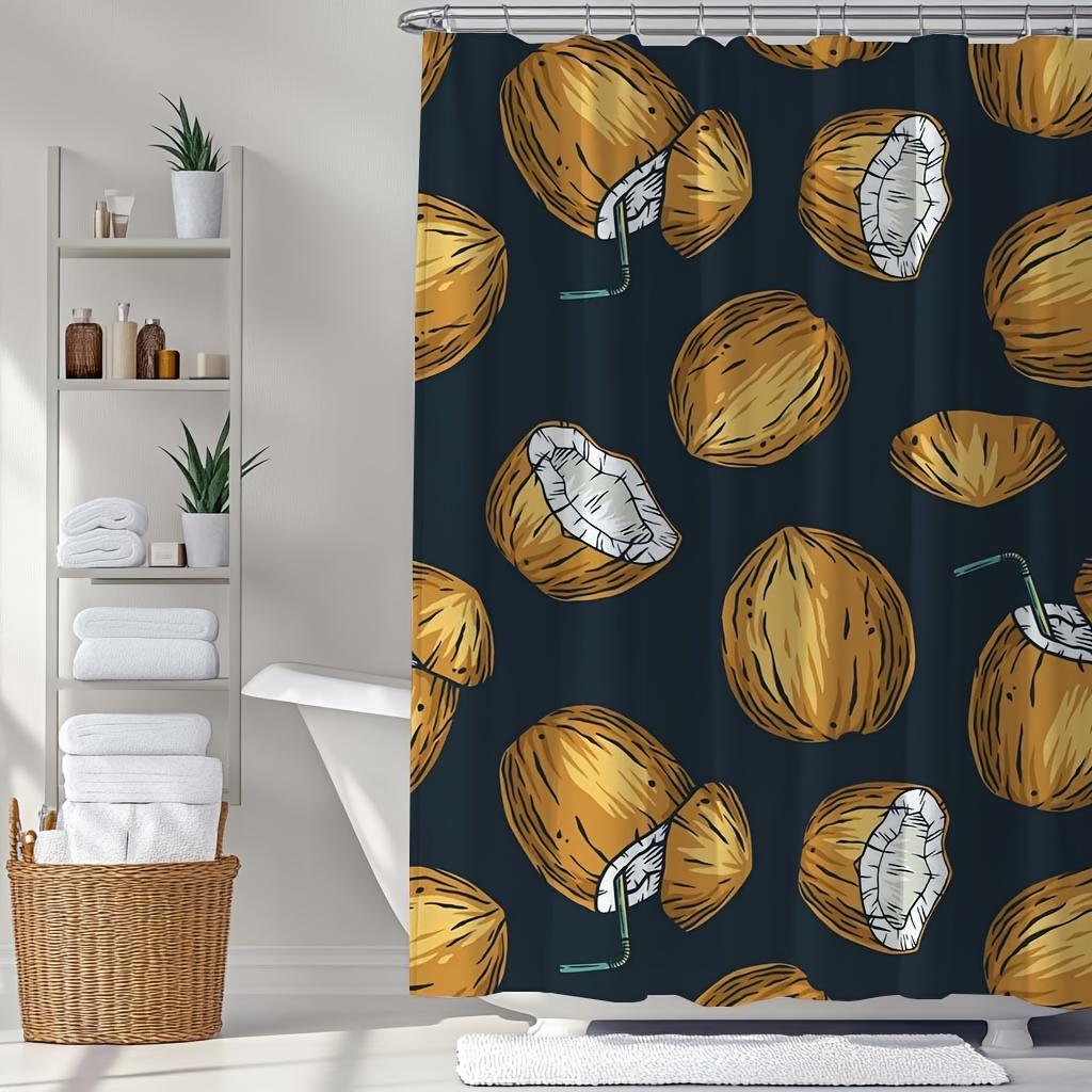 

Shower Curtain Set - Mature Coconut Digital Print Art Pattern, Reversible Polyester Material With Hooks, Perfect Bathroom Decor W60H190(CM)-1 Pcs