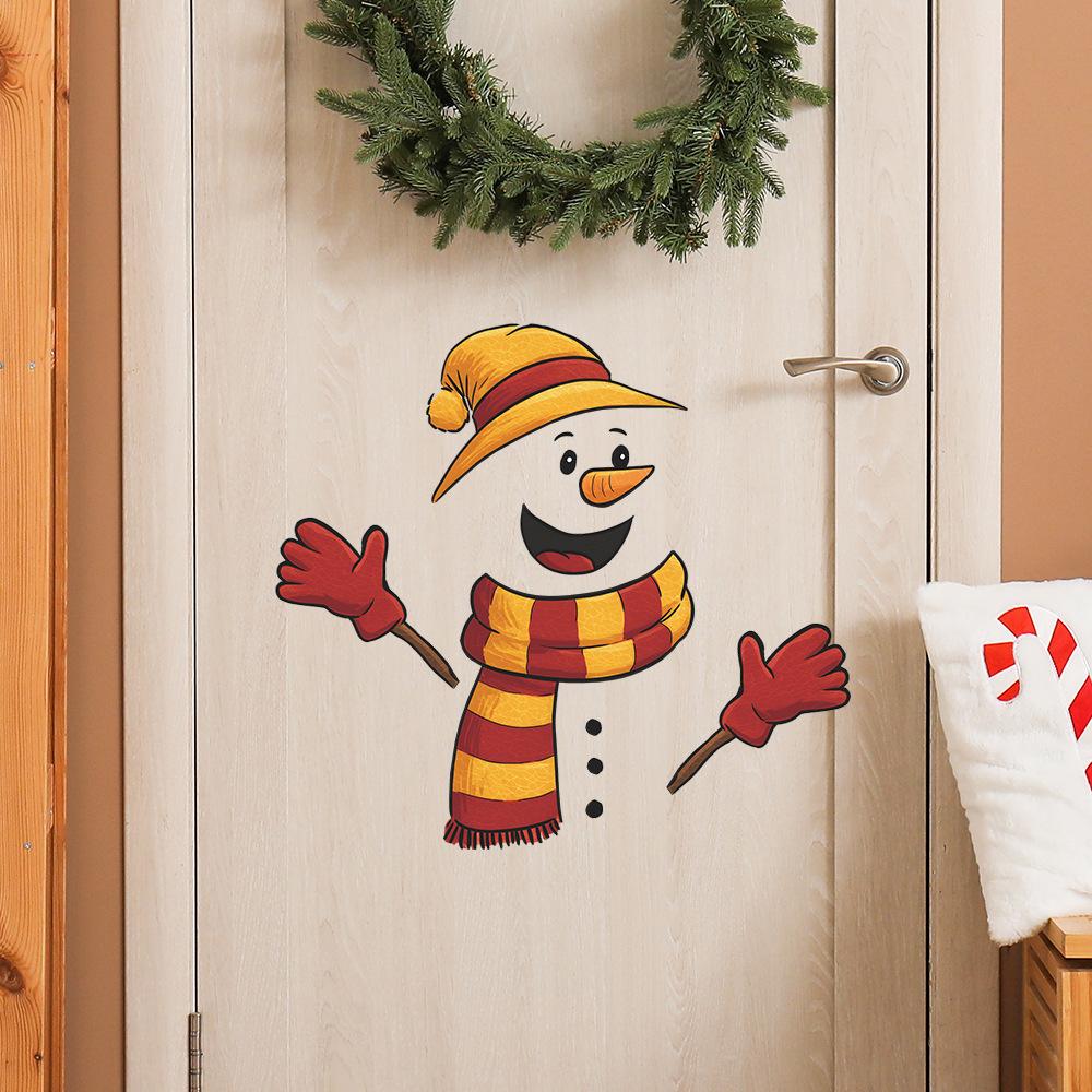 Cartoon Patchwork Christmas Snowman Kitchen Dining Room Home Decoration Wall Stickers