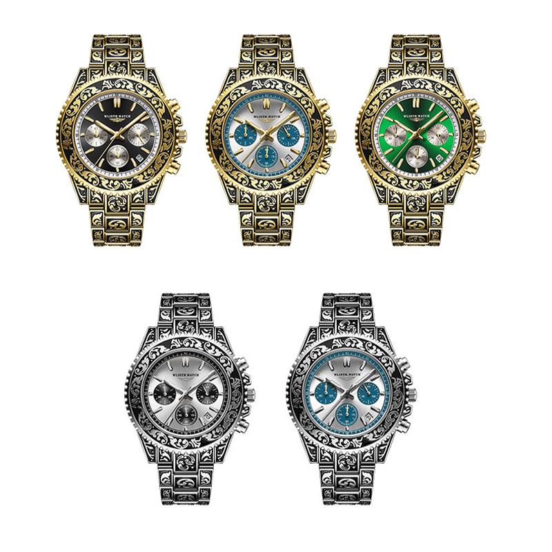 Men's Luxury Business Retro Watches Date,Chronograph Creative Steel Band Quartz Watch For Man Waterproof Clock Relogio