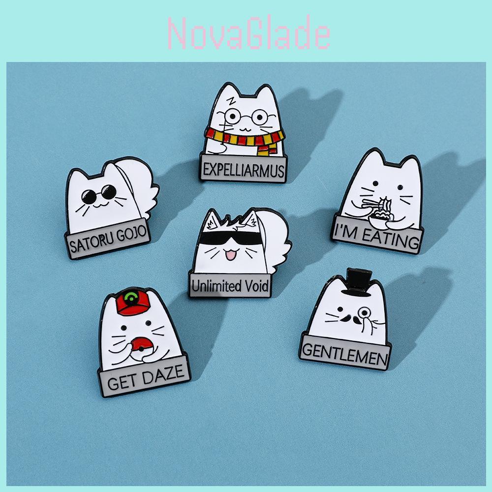 Cute Cartoon Creative Funny Cat Brooch Cartoon Character Magic Cat Metal Badge Bag Accessories Pin