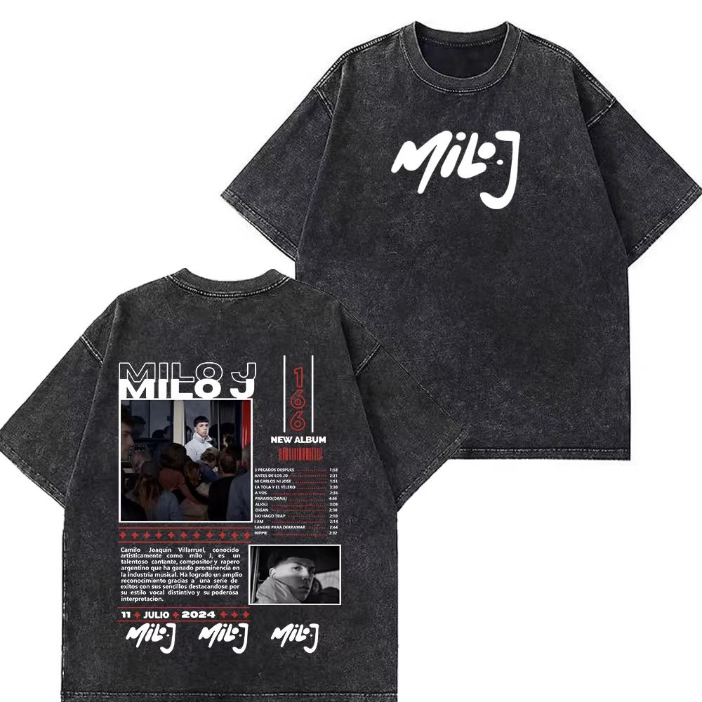 Rapper Milo J Album Tour Vintage Washed T Shirts Mens Women Clothing Harajuku Hip Hop Tshirts Short Slevee Oversized Tshirts