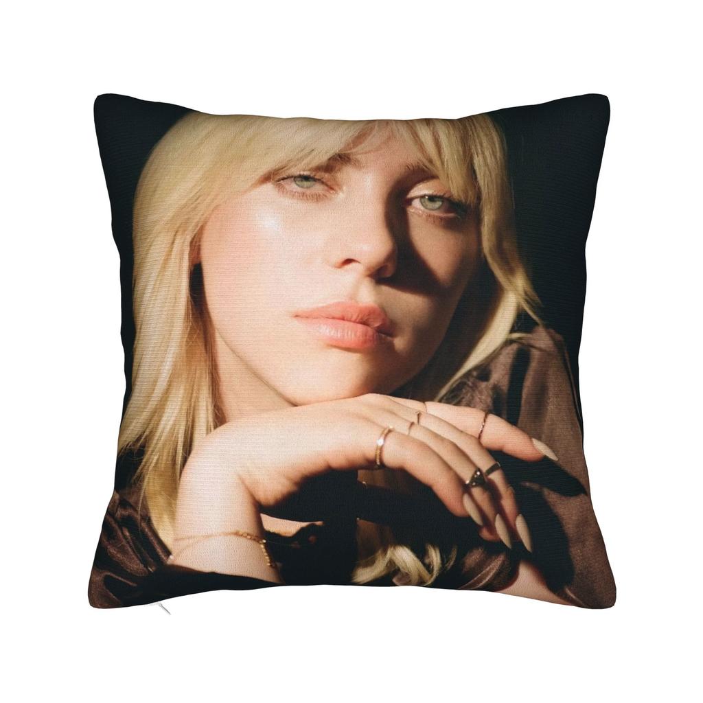 Billies Eilishs Pillowcase Double-Sided Printing Fabric Cushion Cover Decoration Throw Pillow Case Cover Home 45X45Cm
