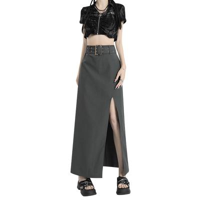 Langrock mit hoher Taille für Damen Im Damen Herbst Neu A-Linien Schlitzrock für Damen Vielseitiger hüftbedeckender Rock für Damen