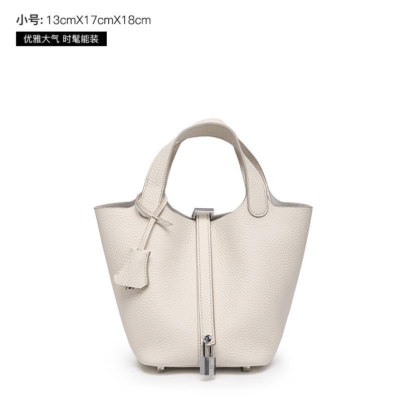 2025 Genuine Leather Women's Bag, New Top Layer Cowhide Handbag, Mother-Daughter Bag, Bucket Bag, Trendy Women's Bag