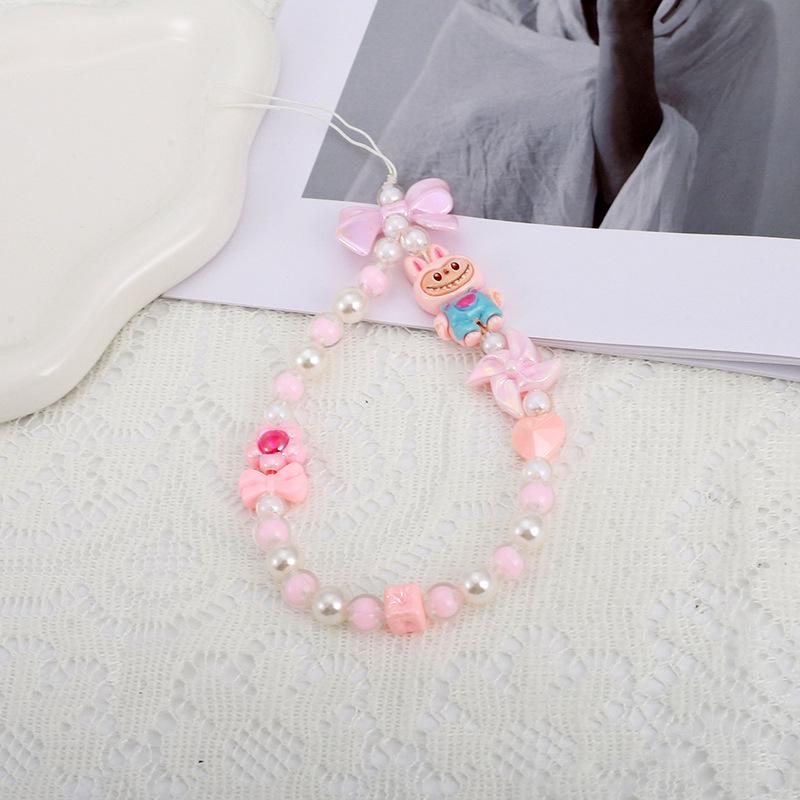 Labubu Bow Windmill Acrylic Beaded Phone & Bag Charm Keychain