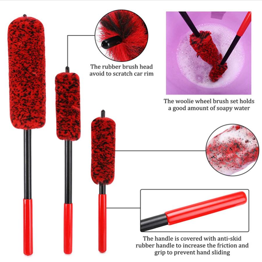 Car Wheel Woolies Plush Soft Alloy Wheel Cleaning Brush Detailing Brushes for Auto Motorcycle Maintenance Care Clean Tool