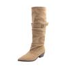 Niche pointed pleated piled boots women's summer and autumn new models but knee high knight boots old western boots