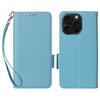 For iPhone 16 Pro Case with Wrist Strap Litchi Texture PU Leather Wallet Phone Cover