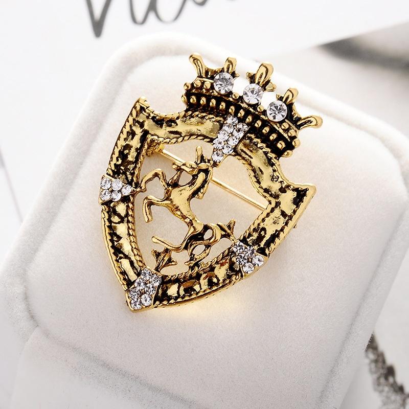 Colaxi Corona di Cristallo Regina Spilla Vintage Spilla Distintivo Cavallo Uomo Spille Mentali Gioielli