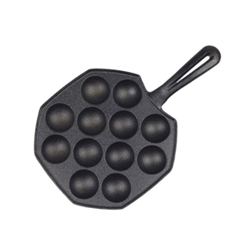 Takoyaki Maker Pan 14 Hole Design Oven Safe Iron No Coating Half Sphere Octopuses Ball Maker For Home Cooking Tool