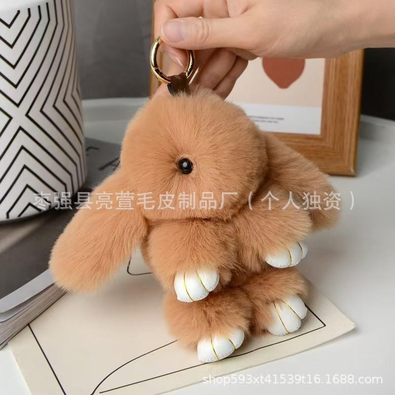New Style 15cm Women's Rabbit Fur Keychain Bag Car Pendant Jewelry Decoration Fashionable Accessory for Bags and Gifts