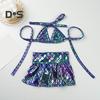 Dog Bikini Dress Sparkling Dog Swimsuit Mermaid Bathing Suit with Shiny Scale Summer Seaside Beach Outfit for Small Medium Cats Dogs