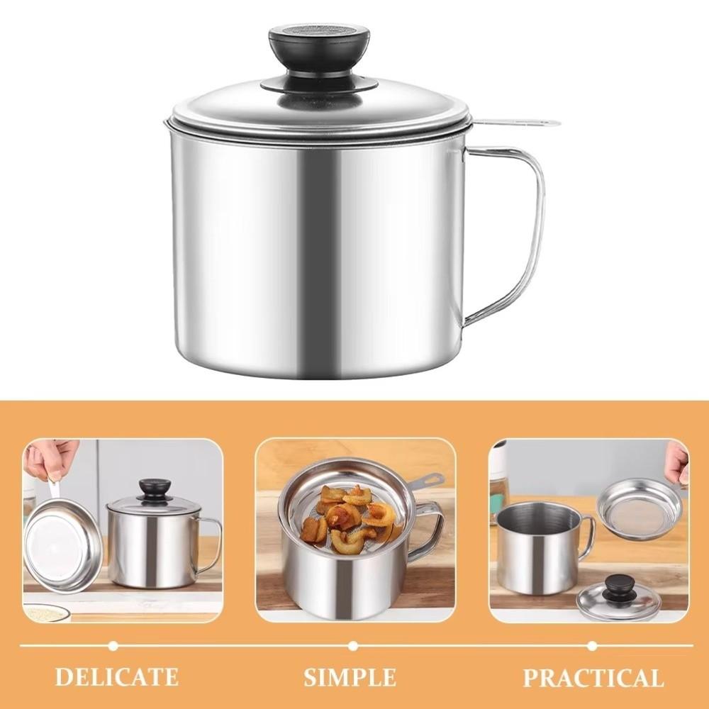 Garnek na olej ze stali nierdzewnej Duży pojemnik na olej Nowy sitko do oleju kuchennego Kuchnia