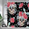 Creative Skull and Pink Polka Dot Bow Design Waterproof Shower Curtain,Unique Halloween Themed Home Decoration for Your Bathroom