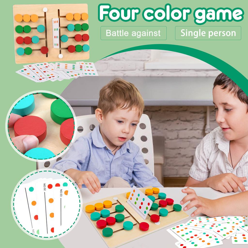 Color Matching Kids Game Montessori Sliding Puzzle Board Memory Game Brain Teaser Wooden Travel Toys 2 Players Party Games