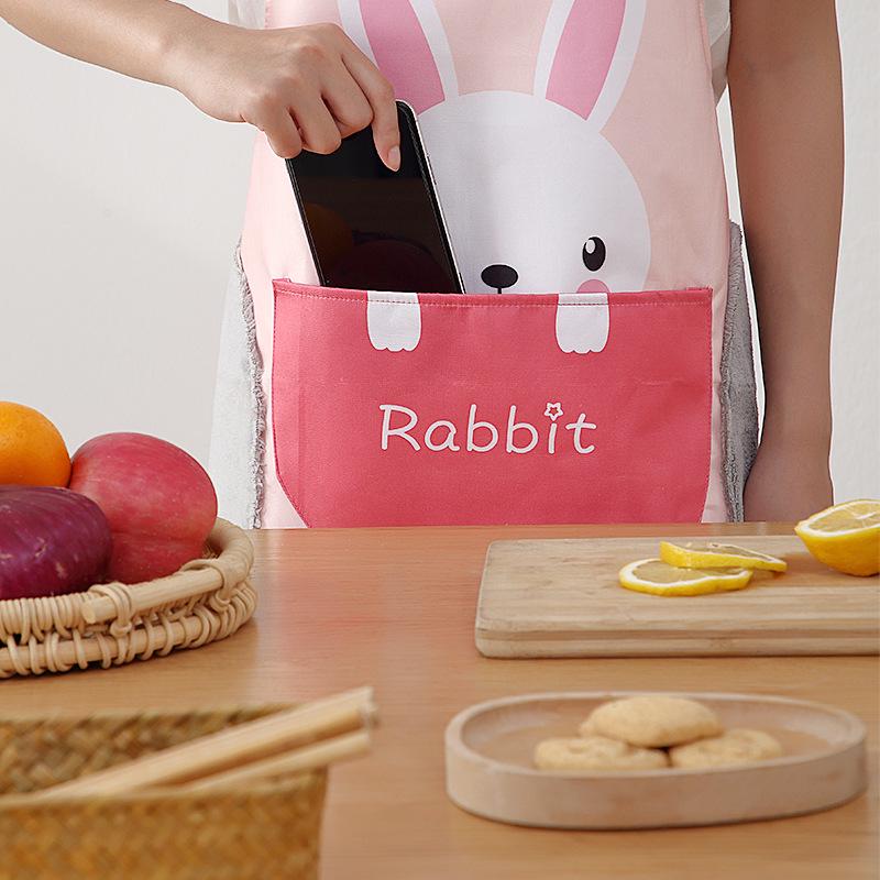 Waterproof & Oil-Proof Cartoon Animal Apron with Large Pocket for Autumn and Winter