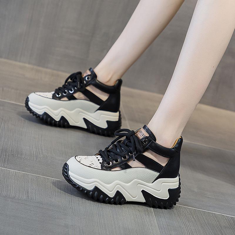 Leather Daddy Shoes Women's Summer Casual Retro Inner Elevation Shoes Platform Sandals