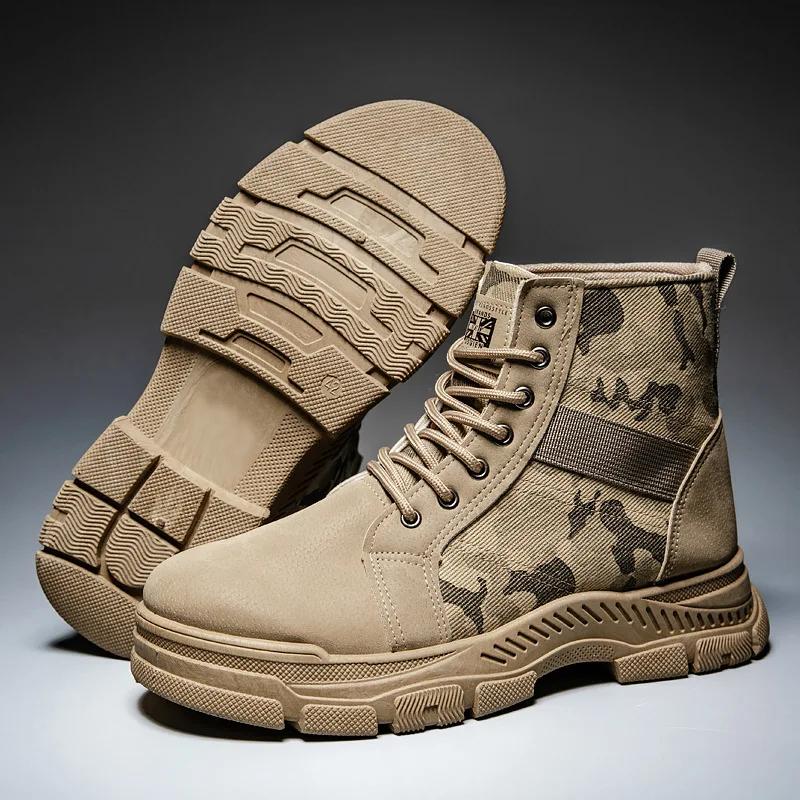 

Men Winter Outdoor Sports Boots Comfortable NonSlip LaceUp Platform Canvas Plush Warm High Top Non Slip Lace Short Shoes 44