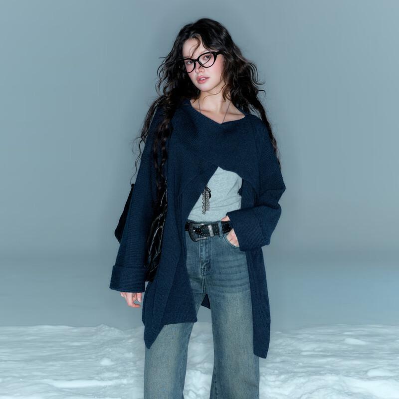 

Sancai 2025 Winter Scarf Collar Knitted Cardigan S 155/80A