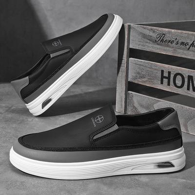 2025 Spring New Men's Casual Leather Shoes Lazy Sleeve Doudou Shoes Little White Shoes Driving Large Size 4748
