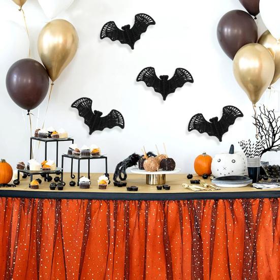 Halloween Rattan Bat Decoration 3D Scary Black Plastic Woven Bat Wall Hanging Decor for Tree Porch Yard Lawn Indoor Outdoor Farmhouse Decor