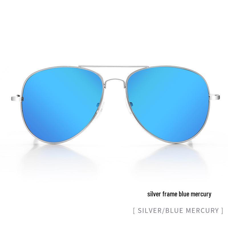 Unisex Aviator Frog Mirror Sunglasses - Multicolor Metal Frame