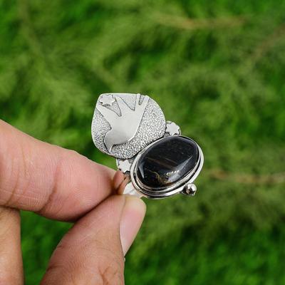 Jubiläumsgeschenk für sie Natürlicher Nellite Versprechensvogel Verstellbarer Ring 925 Silber