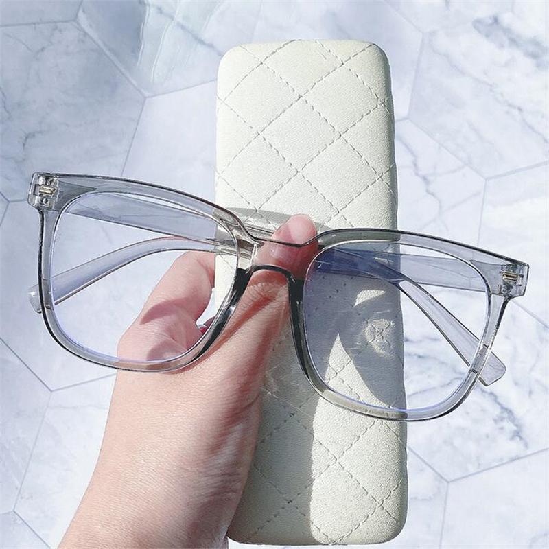 Blue Light Blocking Women Oversized Nearsighted Spectacles Fashion Student Sqaure Myopes Lunettes Diopter  0 -0.5 -1.0 To -6.0