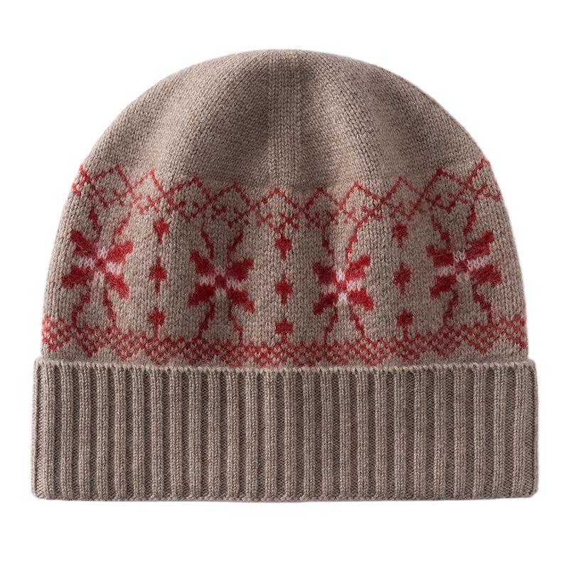 Fair Island Wind Jacquard Kaschmir Mütze Verdickte Strickmütze Herren und Damen Herbst und Winter Riesiger Thermischer Ohrschützer Wollmütze