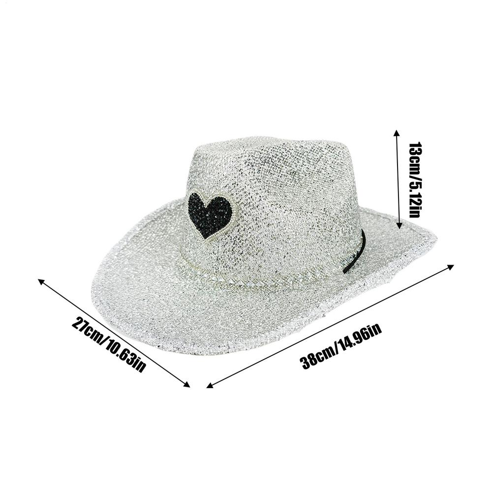 Glitzernder Cowboyhut Western Breiter Rand Cowgirlhut Disco Party Kopfbedeckung Kostümzubehör Cosplay Requisiten für Männer Frauen