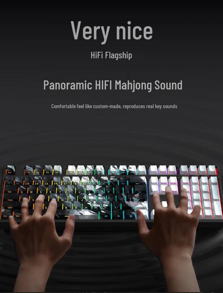 Wireless Tri-Mode Mechanical 108-Key Keyboard - Gaming, eSports, Office, High Aesthetic, Custom PBT Side Engraved.