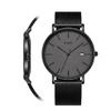 BUREI Men's Milanese Mesh Strap Watch, Popular Simple Series, Stainless Steel Analog, Dark Gray, Waterproof, 6.6mm Slim Case
