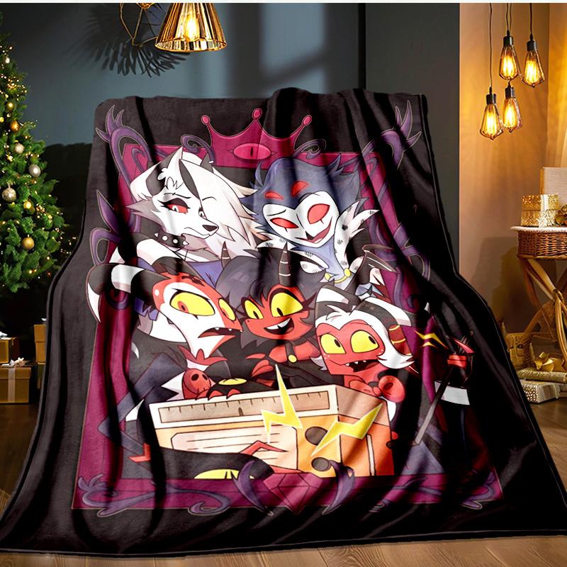 Cityscape Hazbin Nightmares Blanket Flannel Throw for Sofa, Indoor, Camping, Living Room, Office, Chair, And Bed Soft Birthday Gift
