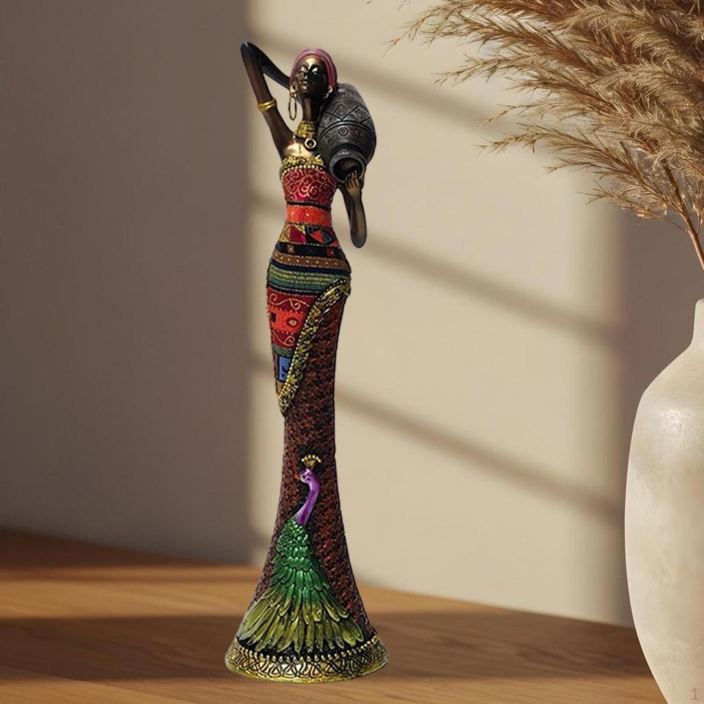 African Figurine Handmade Modern Statues and Sculptures Unique Women Statue for Office Shelf