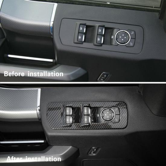 For 2015- Ford F150 Window Lift Switch Button COVER TRIM Panel CARBON FIBER