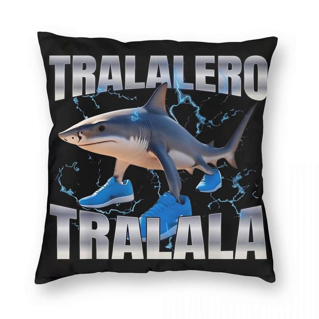 Italian Brainrot Meme Tralalero Tralala Pillowcase Soft Polyester Cushion Cover Decor Brr Brr Patapim Pillow Case Cover