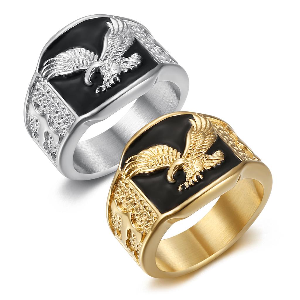 Bague en acier inoxydable avec aigle en relief pour homme, bijou hip-hop dominateur, cadeau de Saint-Valentin pour petit ami