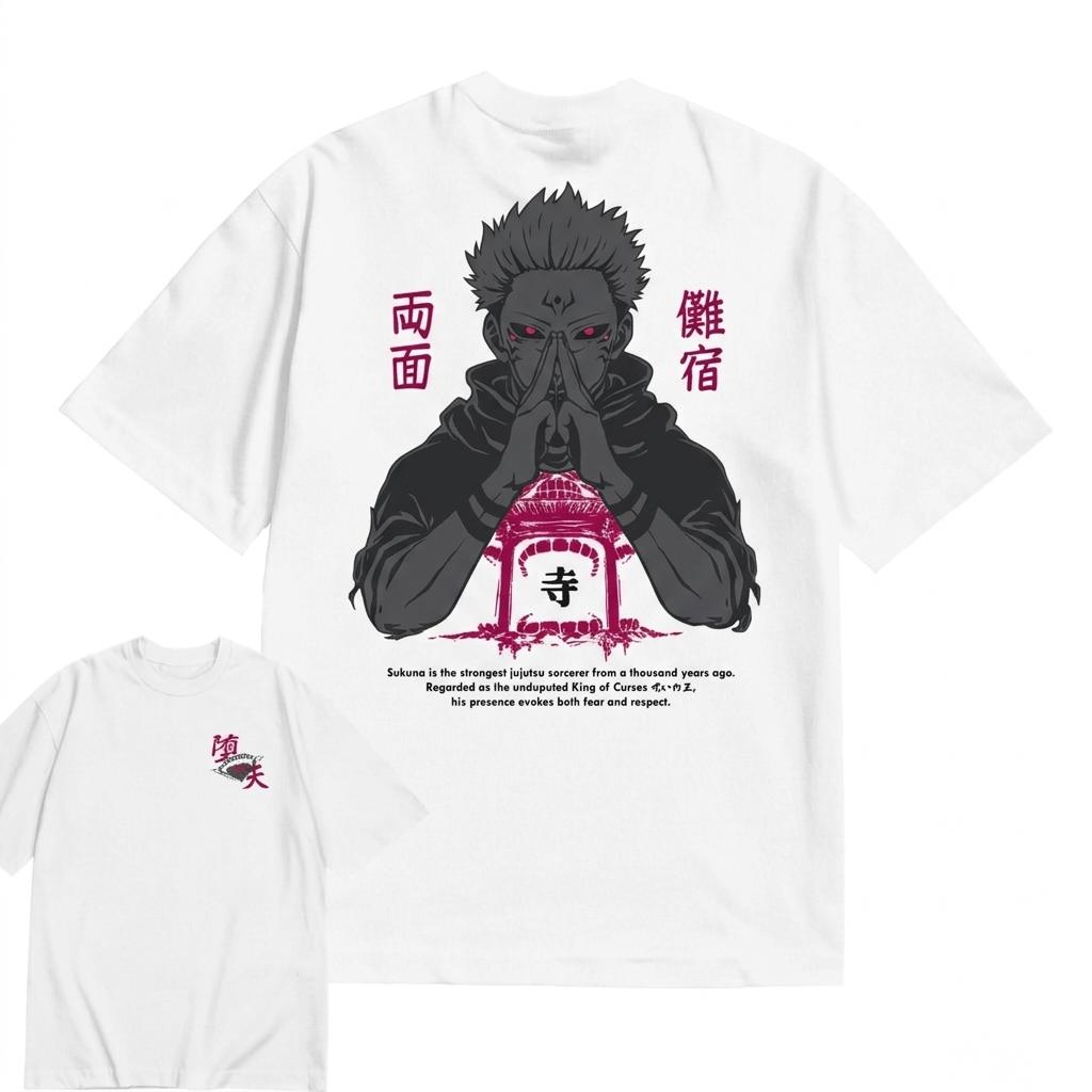 Anime Jujutsu Kaisen Ryo Unisex Sukuna Grafik T-Shirt 100% Baumwolle Oversized Shirt unisex Unisex Kurzarm Rundhalsausschnitt Y2k Verkauf Beliebt