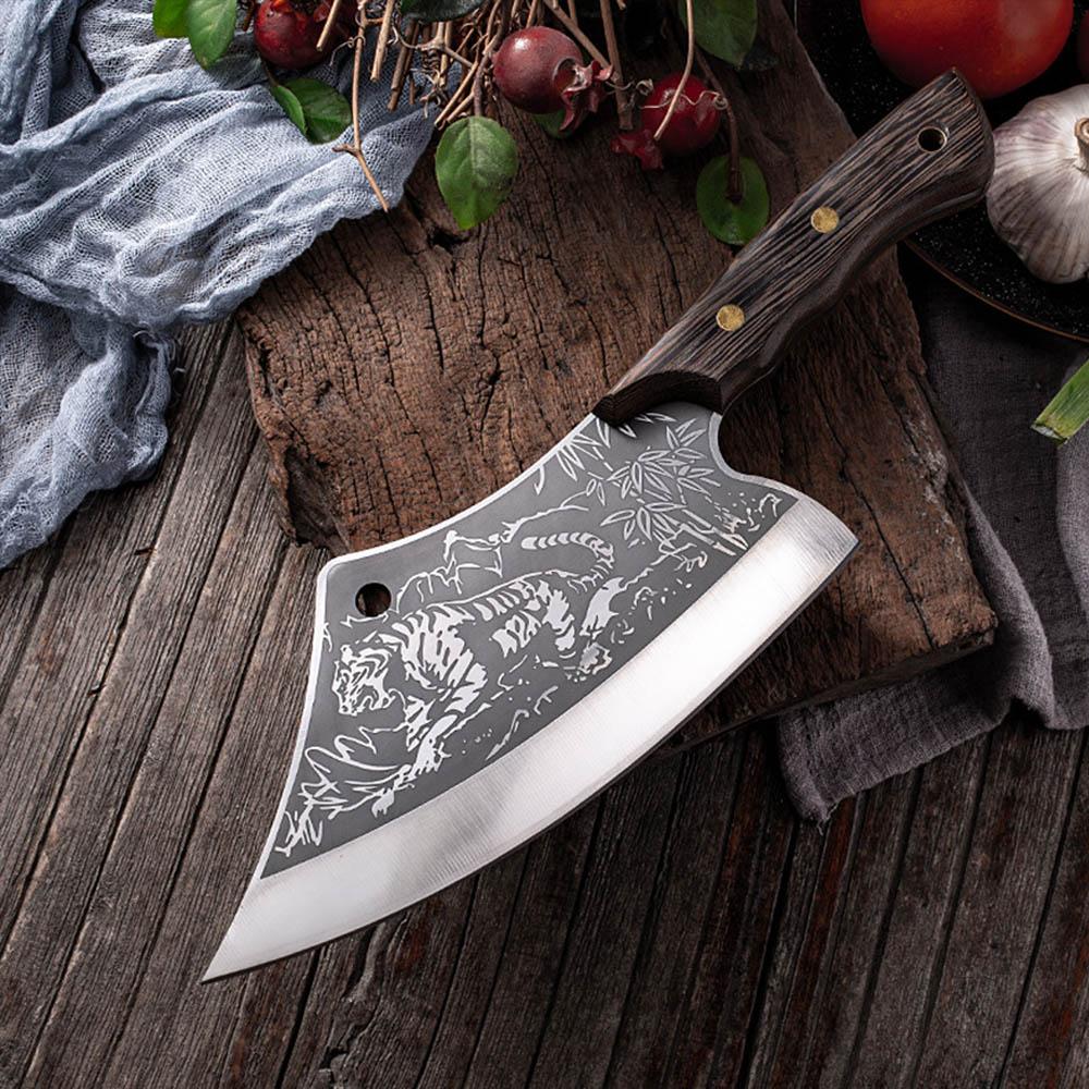 Carbon Steel Kitchen Knives Wooden Handle Cleaver Slicing Knife Hand Forged Blade Butcher Boning Knife Wood Handle Chef Knife