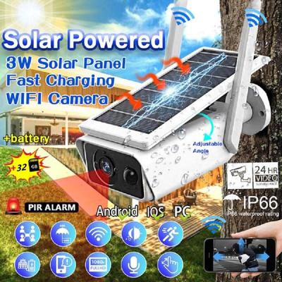 1080P Wireless HD Wide Angle Solar IP Camera Night Vision Infrared Motion Detection Home Outdoor Waterproof Wifi Monitoring 32/64/128G TF Card