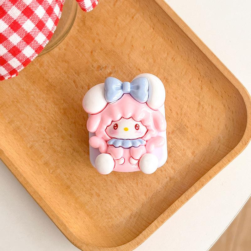 Cartoon Flip Mirror Puppy Mobile Phone Airbag Bracket Back Sticker Kt Cat Devil Makeup Mirror Portable Cute Mirror Sticker