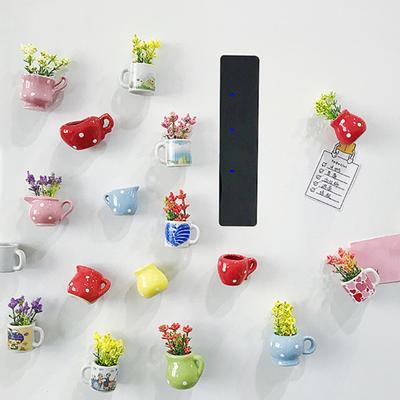 6/8 Stück Mini-Keramikvase, Kühlschrankmagnet, für Zuhause, Büro, Küche, Schließfach, Kühlschrank, 3D-Miniatur-Blumenvase, magnetische Dekoration, Ornament