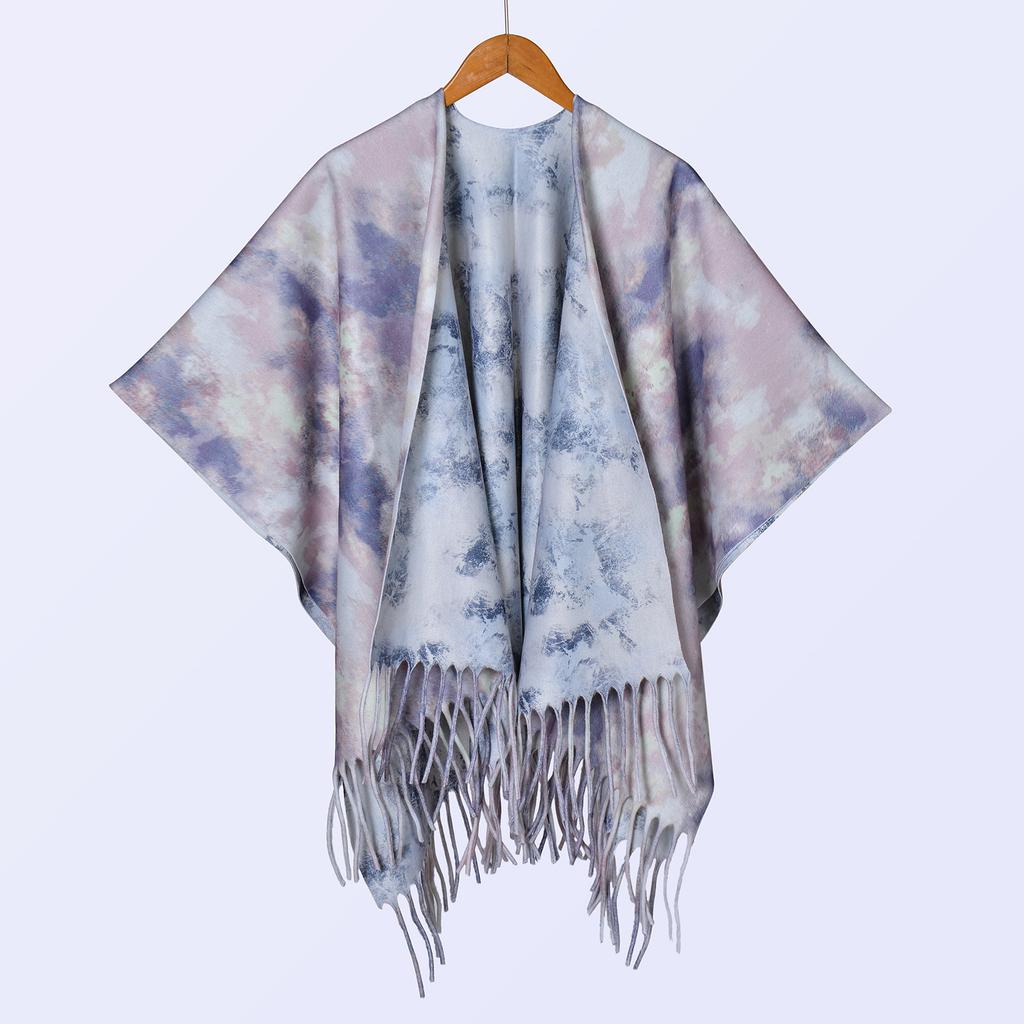 New National Style Ink Double-sided Thickened Shawl with Women's Autumn and Winter Retro High-end Photo Shawl Large Cape