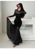 French royal sister wind mesh long-sleeved dress, new inner elegant temperament, waist and thin, meat and buttocks long dress
