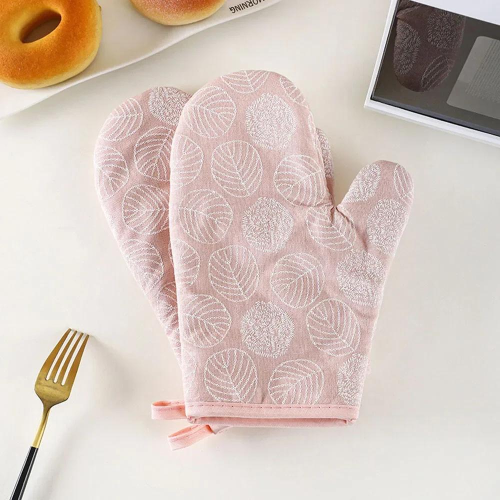 Heat Withstanding Gloves Microwave Oven Gloves Anti-Scalding Printed Gloves Cooking Space Baking Oven Gloves 2Pcs Thickened